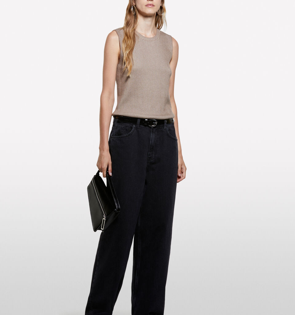 Beige knit vest - women's crew neck sweaters - Beige | Sisley image number 1